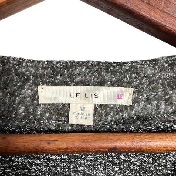 Le Lis Boucle Long Sleeve Zip Pockets Pullover Mini Sweater Dress Gray Medium - Picture 6 of 9